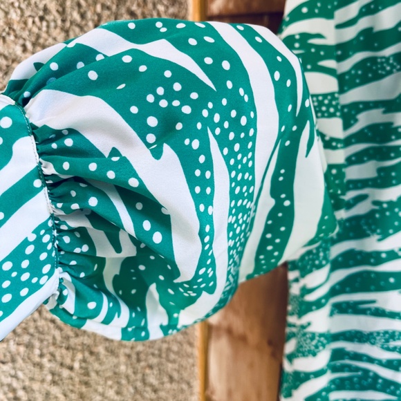 Hooper Associates Vintage 80s 90s Polka Dot Green Stripes Long Sleeve Blouse 16 - Picture 8 of 12